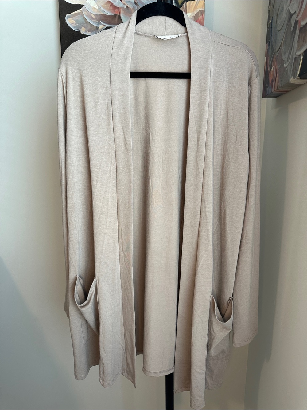 Zenana Outfitters Cream Open-Front Drape Cardigan